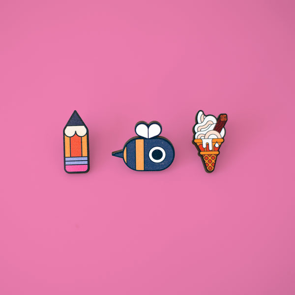 Ice Cream Wooden Pin